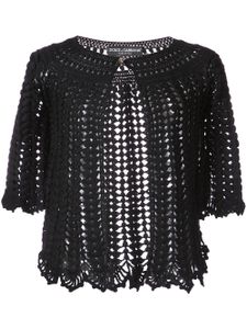 Dolce & Gabbana cardigan crop en maille ajourée - Noir