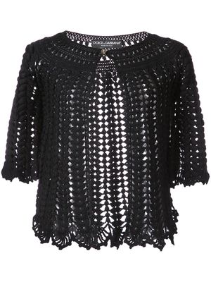 Dolce & Gabbana cardigan crop en maille ajourée - Noir
