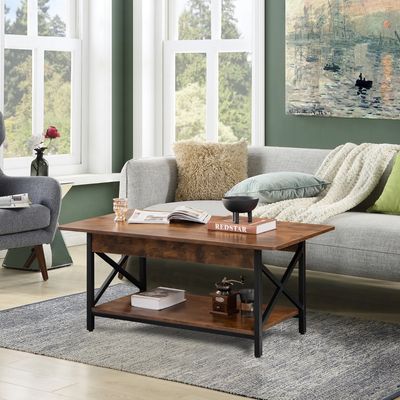 Salontafel Koffietafel met Legplank Woonkamertafel Banktafel voor Woonkamer 110 x 60 x 48 cm (Bruin)