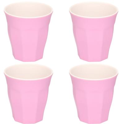 Onbreekbare kunststof/melamine - 4x stuks - roze - drinkbeker - 9 x 8.7 cm - outdoor