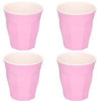 Onbreekbare kunststof/melamine - 4x stuks - roze - drinkbeker - 9 x 8.7 cm - outdoor