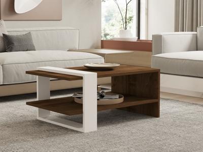 Salontafel GAYA 80 cm walnoot/wit