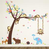 Swingende Monkey muur sticker kinderkamer kleuterschool milieu regeling verwisselbare muurschildering