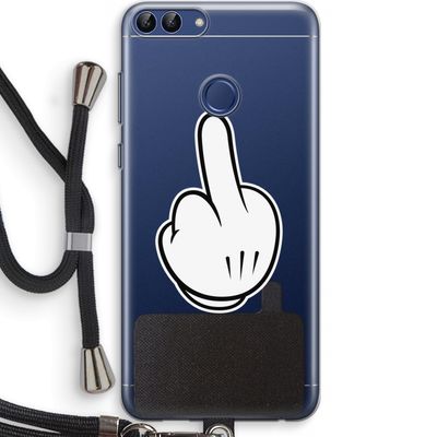 Middle finger white: Huawei P Smart (2018) Transparant Hoesje met koord