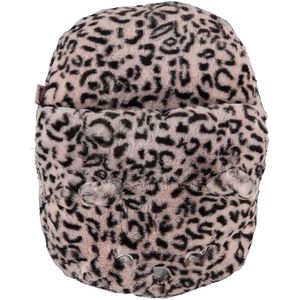 Grote voetenwarmer pantoffel/slof cheetah print oud roze one size 30 x 27 cm