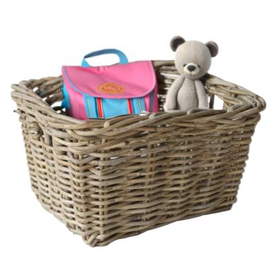 Fietsmand kinderfiets - Bakkersmand - lichtbruin - 34 x 24 x 20 cm - gevlochten riet - bevestigen vo