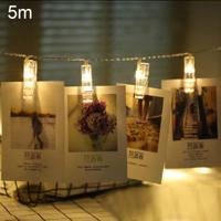 5 meter Warm wit licht foto Clip LED Fairy String licht 50 LEDs 3 x AA batterijen vak ketens decoratieve licht Lamp voor thuis hangende figuren DIY