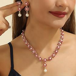 Bruidssieradensets 2 Parel Strass 1 Ketting Oorbellen Dames Elegant Vintage Schattig Zin in hebben Bloem Kostbaar Onregelmatig Sieraden set Voor Bruiloft Feest Lightinthebox