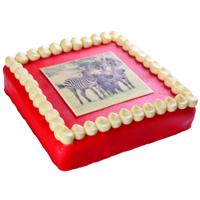 Fototaart Marsepein Rood 10 personen