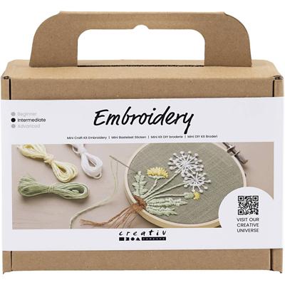 Creativ Company Mini hobbyset borduurwerk, borduurframe, dusty groen, 1 doos