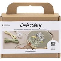 Creativ Company Mini hobbyset borduurwerk, borduurframe, dusty groen, 1 doos