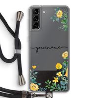 Gele bloemen: Samsung Galaxy S21 Plus Transparant Hoesje met koord