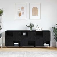 Dressoirs 3 pcs Zwart eiken 180 x 35 x 70 cm Bewerkt hout