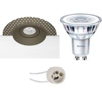 LED Spot Set Trimless - Sigmi Arno Pro - GU10 Fitting - Inbouw Rond - Brons - Kantelbaar - Zaagmaat 95mm Diameter 150mm - Philips - CorePro 830 36D - 3W - Warm Wit 3000K - Dimbaar