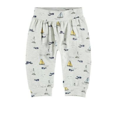 NAME IT BABY baby broek NBMFALLEÃƒâ€š met all over print lichtgrijs melange/blauw