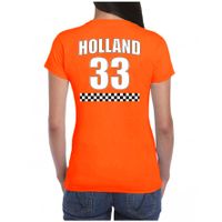 Oranje t-shirt met nummer 33 - Holland / Nederland race fan shirt voor dames