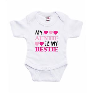 Bellatio Decorations baby rompertje - my auntie is my bestie - wit/roze - cadeau romper - kraamcadeau 92 (18-24 maanden)  -