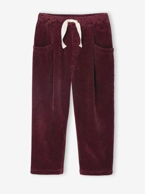 Meisjesbroek van fluweel / velours met losse pasvorm bordeauxrood