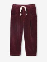 Meisjesbroek van fluweel / velours met losse pasvorm bordeauxrood