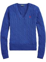 Polo Ralph Lauren pull en maille torsadée à logo brodé - Bleu - thumbnail