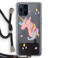 Roze eenhoorn: Oppo Find X3 Pro Transparant Hoesje met koord