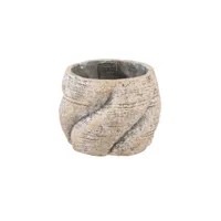 PTMD Bloempot Evanthia Taupe Swirl Laag Ø17cm