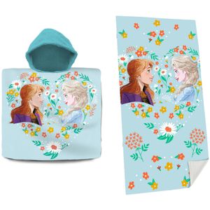 Set van bad cape/poncho met strand/badlaken voor kinderen met Disney Frozen print