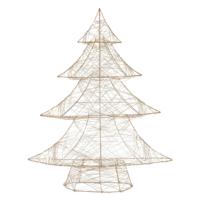 ECD Germany LED-deco kerstboom met 50 warmwitte LED's, 60 cm hoog, metaal, goud, kerstboom met verlichting & timer