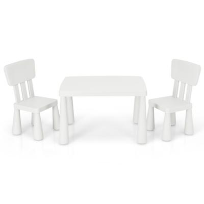 3-Delige Kinderzitgroep Kindertafelgroep Kindertafel met 2 Stoelen Kindermeubels van Kunststof Kindertafelset voor Kinderkamer (Wit)