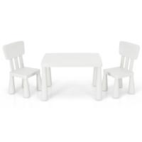 3-Delige Kinderzitgroep Kindertafelgroep Kindertafel met 2 Stoelen Kindermeubels van Kunststof Kindertafelset voor Kinderkamer (Wit)