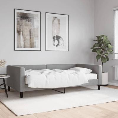 Slaapbank met matras 100x200 cm stof lichtgrijs