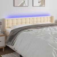 Hoofdbord LED 203x16x78/88 cm stof crèmekleurig