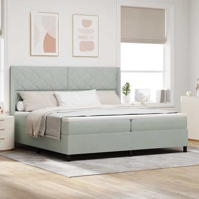 Boxspring bed met hoofdeinde Lichtgrijs 200 x 200 cm Fluweel