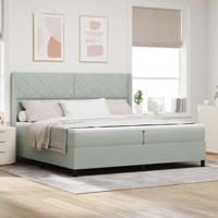 Boxspring bed met hoofdeinde Lichtgrijs 200 x 200 cm Fluweel