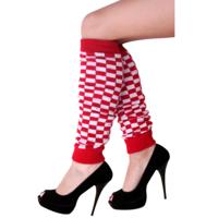 Carnaval beenwarmers - Brabant - rood/wit geblokt - volwassenen