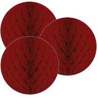 Papieren kerstballen - 3x - bordeaux rood - 10 cm - kerstversiering