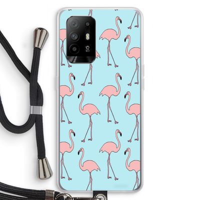 Anything Flamingoes: Oppo A94 5G Transparant Hoesje met koord