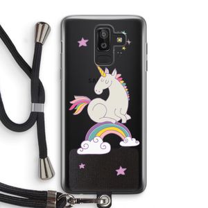 Regenboog eenhoorn: Samsung Galaxy J8 (2018) Transparant Hoesje met koord