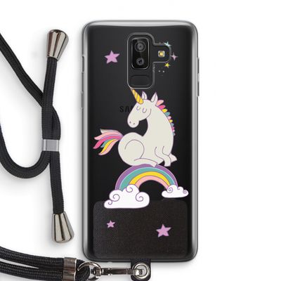 Regenboog eenhoorn: Samsung Galaxy J8 (2018) Transparant Hoesje met koord