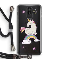 Regenboog eenhoorn: Samsung Galaxy J8 (2018) Transparant Hoesje met koord