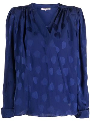 Saint Laurent Pre-Owned blouse en soie à motif cœur (années 1980) - Bleu
