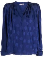 Saint Laurent Pre-Owned blouse en soie à motif cœur (années 1980) - Bleu