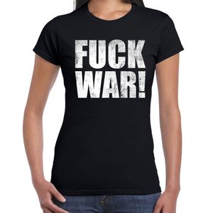 Fuck war protest t-shirt zwart voor dames