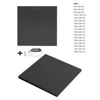 Douchevloer Xenz Flat Zero | 180x80x4 | Incl.Afvoersifon-Chroom | Acryl | Rechthoekig | Ebony (zwart mat)