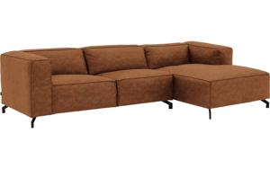 Goossens Bank Calvin cognac, micro leer, 3-zits, modern design
