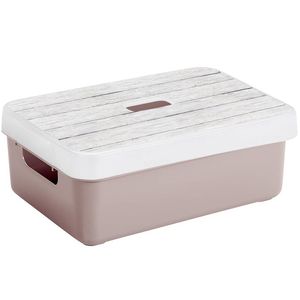 Sunware Opbergbox/mand - oudroze - 9 liter - met deksel hout kleur - Opbergbox