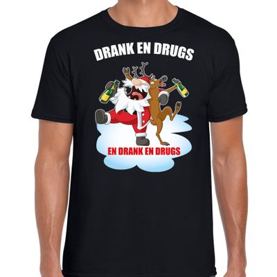 Fout Kerstshirt / outfit Drank en drugs zwart voor heren Fout Kerstshirt / outfit Drank en drugs zwart voor heren