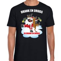 Fout Kerstshirt / outfit Drank en drugs zwart voor heren