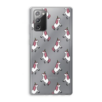 Eenhoorns overal: Samsung Galaxy Note 20 / Note 20 5G Transparant Hoesje