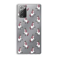 Eenhoorns overal: Samsung Galaxy Note 20 / Note 20 5G Transparant Hoesje